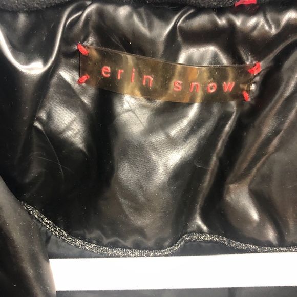 Erin Snow Quilted Puffer Black Glossy Coat S - Picture 4 of 6